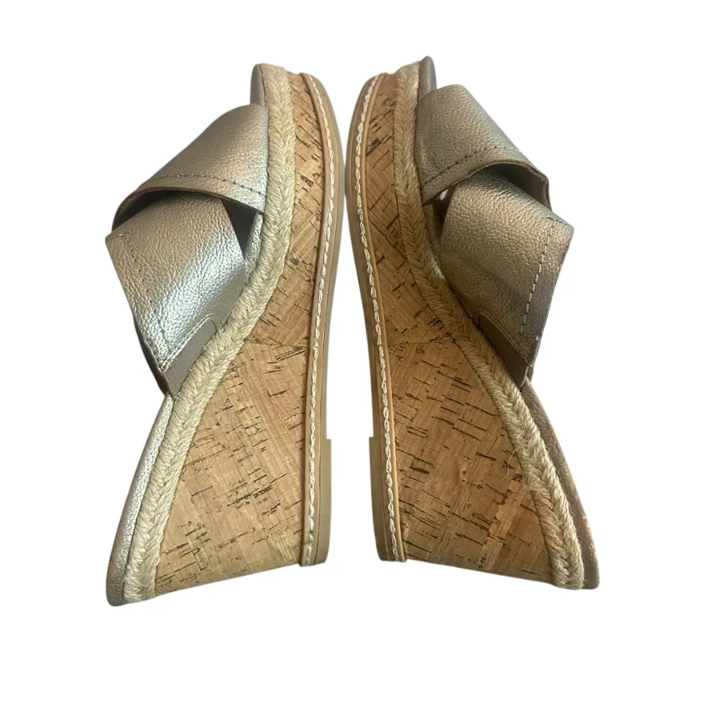 Franco Sarto Gold Slip-On Slide Wedge Sandals Metallic Comfort Size 9.5 Women's - Image 9