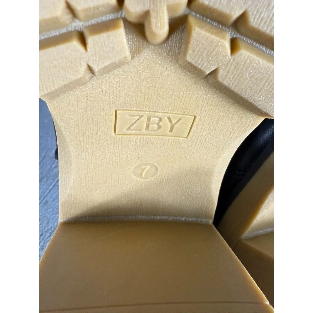 NWOT ZBY Women's 7M Lug Sole Ankle Boots Chelsea Bootie Combat Platform Y2K Black Size 7 - Image 8