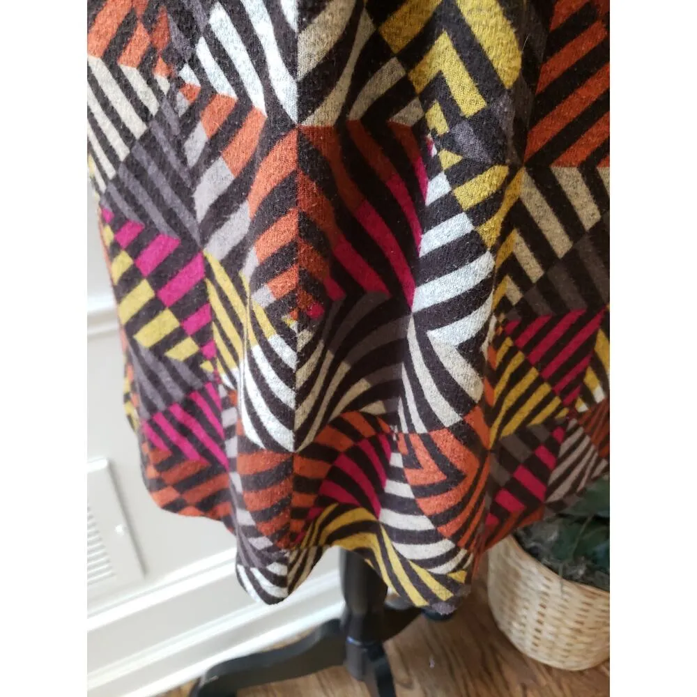 Women's One World Multicolor Tunic Top L Boho V Neck 3/4 Sleeve Stretch Knit - Image 4