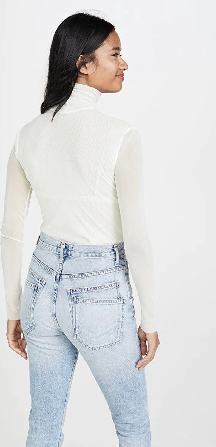 Free People Double Layer Mesh Turtleneck Long Sleeve Top - Image 3