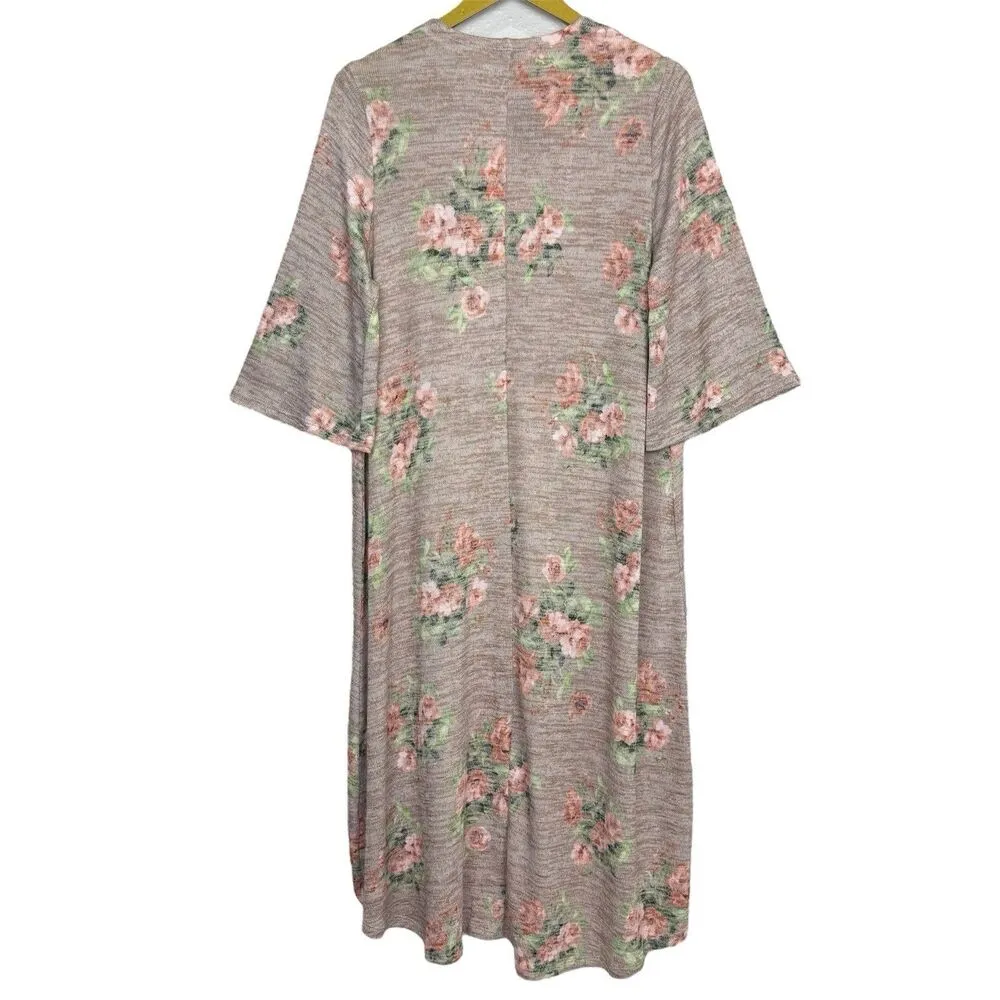 Torrid Floral Kimono Duster Open Cardigan Size M/L 00 Hi Low Coverup Boho Hippie - Image 6