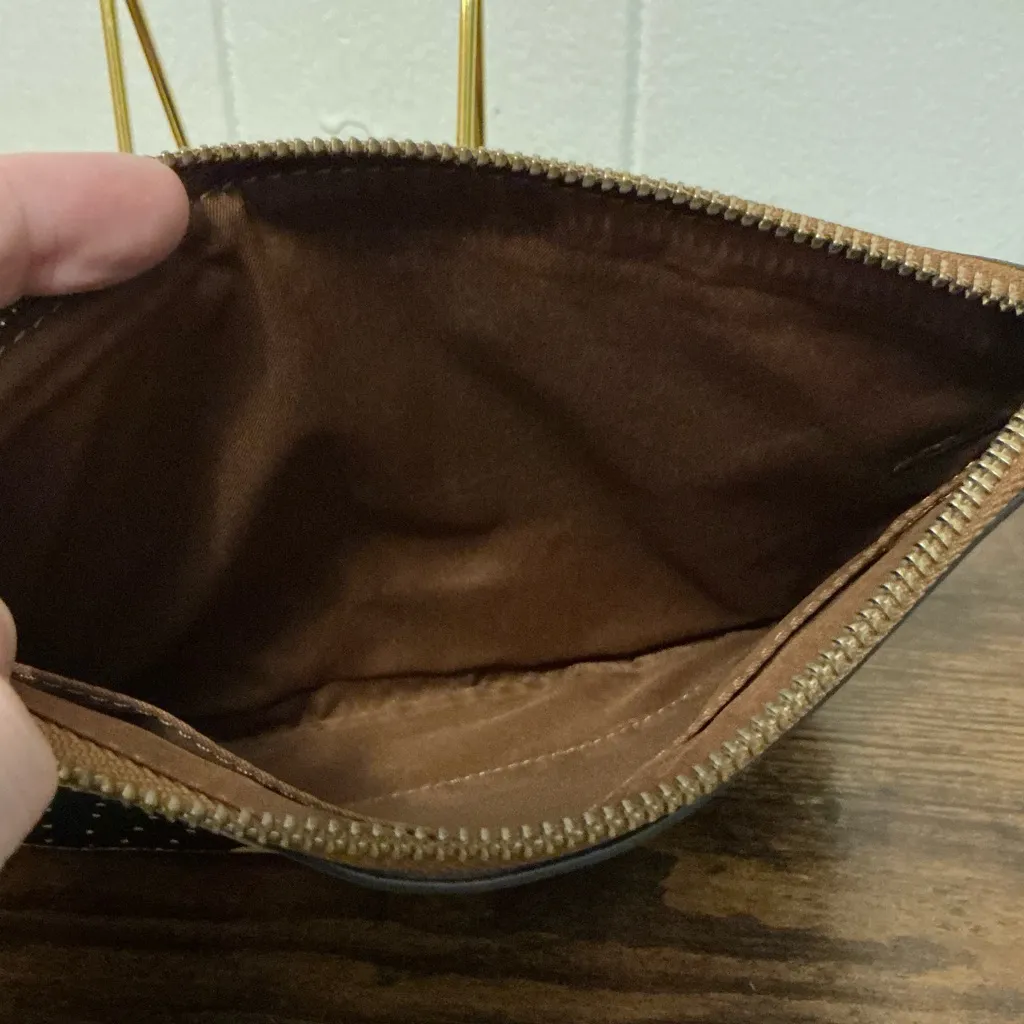 Rare Vintage Abstract Print Large Leather Fossil Wristlet Clutch Wallet - Image 3