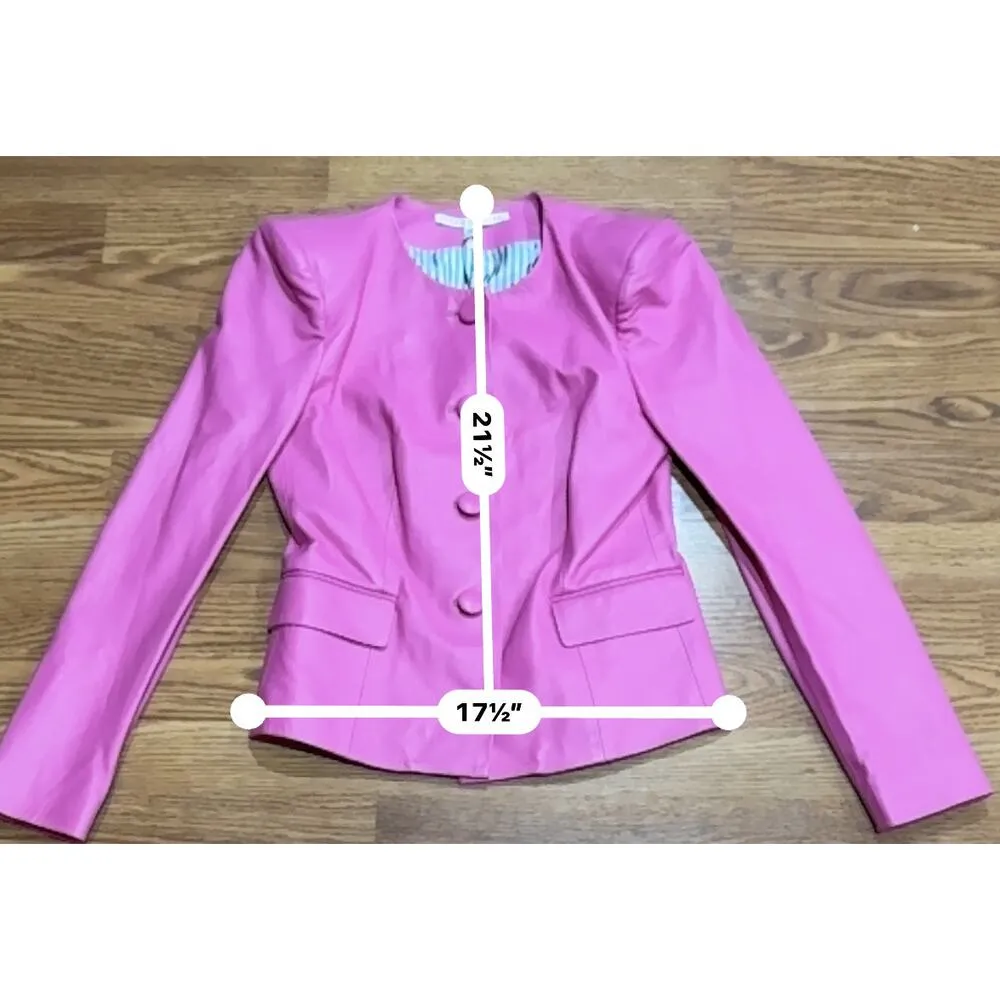 VERONICA BEARD bubblegum pink retro Louisa Leather Jacket size 4 / small - Image 6