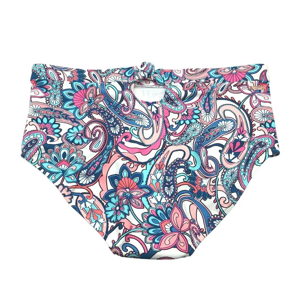 Raisins Trendy Plus Size Island Tummy-Control Bikini Bottoms Blue Pink 22W - Image 4
