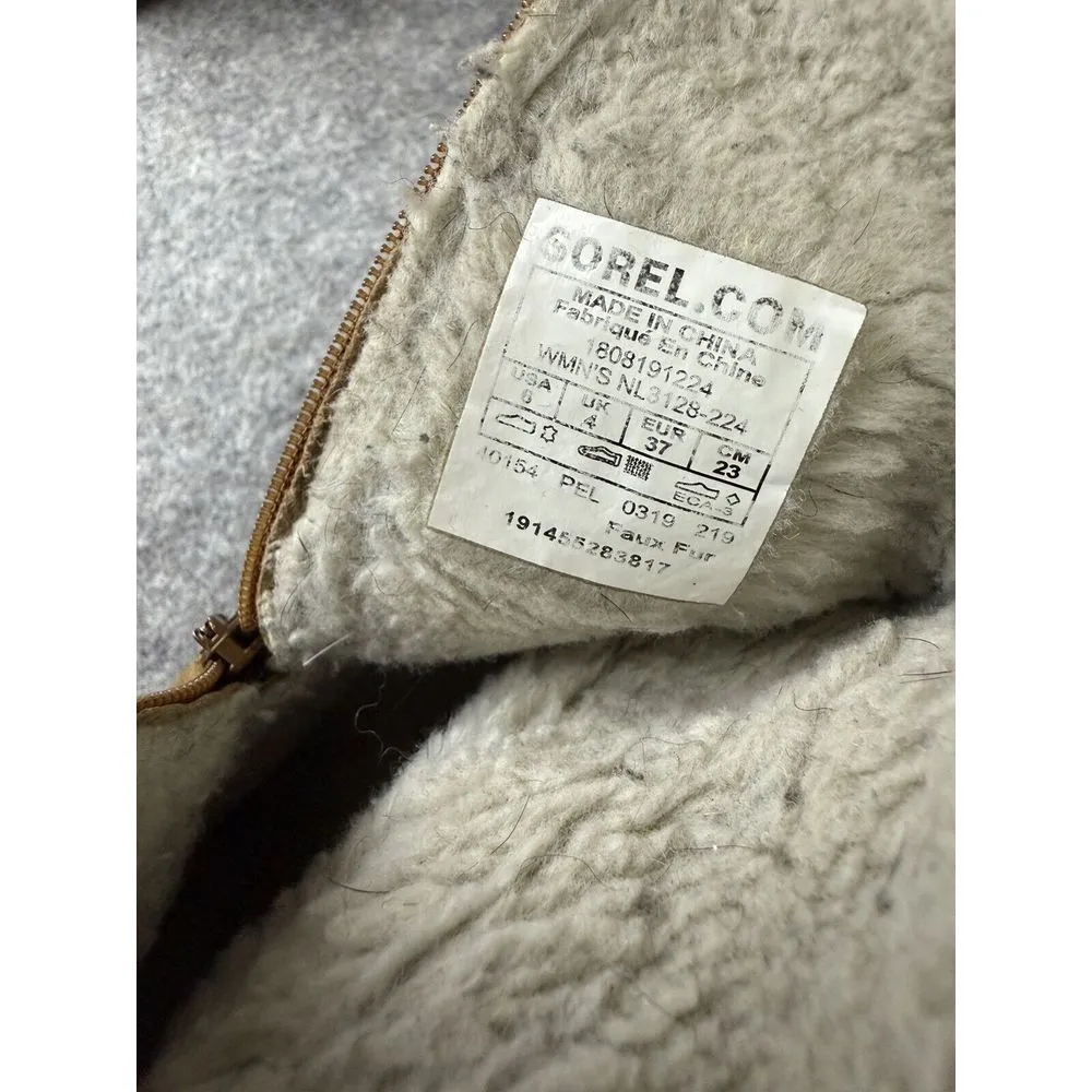 Sorel Kinetic Short Boots Camel Brown Faux Fur Pull‎ On NL3128-224 Womens Size 6 - Image 5