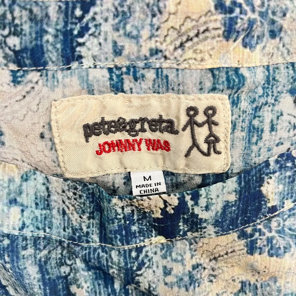 NWOT Johnny Was Santorini Blouse Silk Pete Greta Women Size M Blue Short Sleeve - Image 8