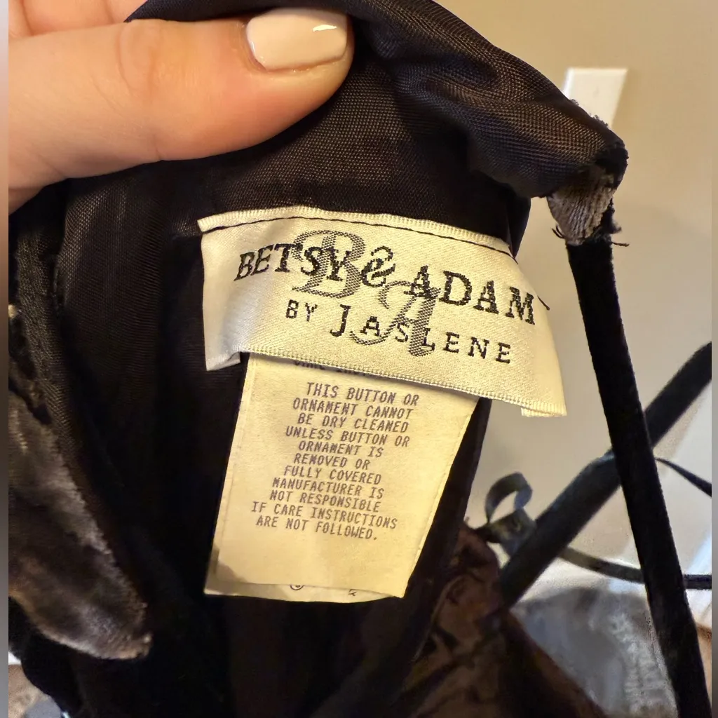 Vintage Betsy & Adam Velvet Maxi‎ Dress Black - Image 6