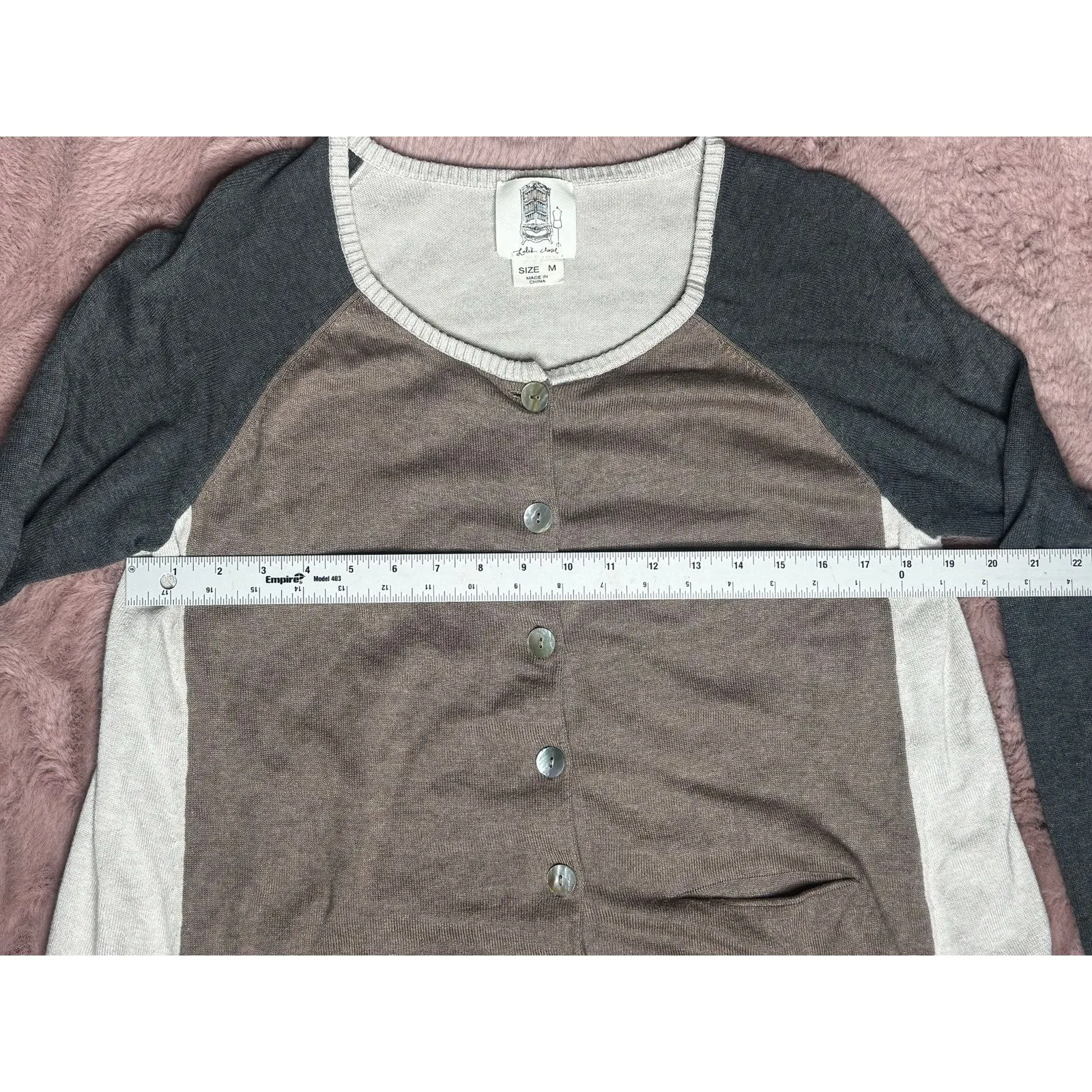 Lili’s Closet Women’s Medium Multitone Cardigan Polished Button Top Brown - Image 5