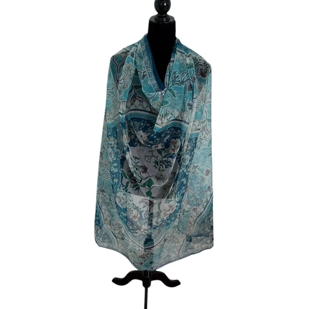 Vince Camuto Blue Marbled Silk Scarf NWOT - Image 4
