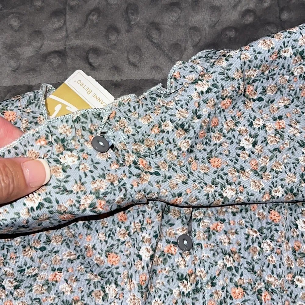 Suzanne Betro women’s small ruffle trim v-neck empire dress floral print NWT - Image 12