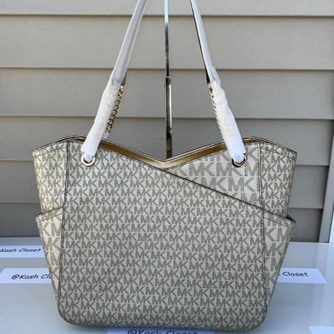 Michael Kors Pale Gold Large Jet Set Xchain Shoulder Bag - Image 4