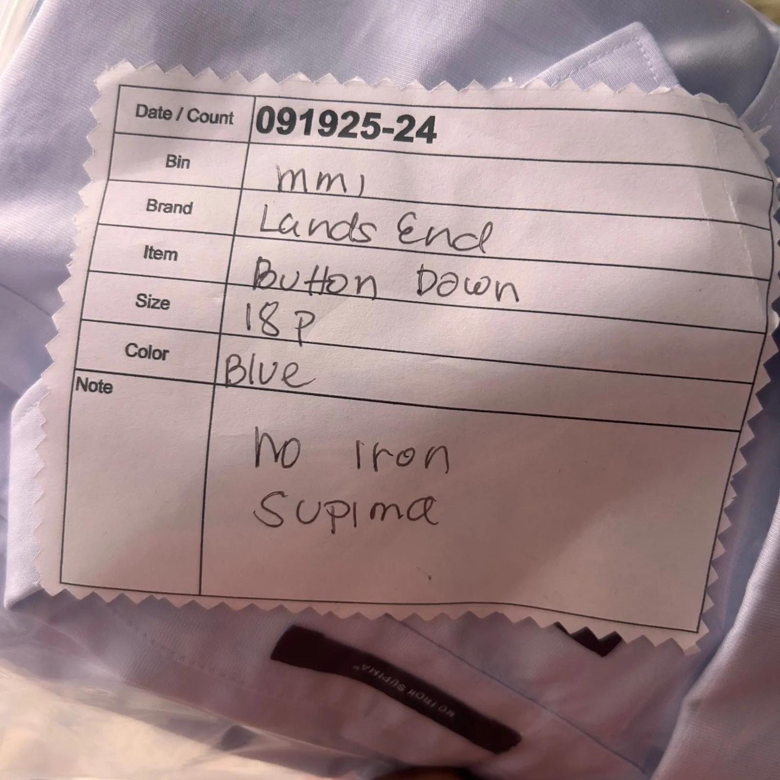 Lands End Button‎ Up Top 18P Blue No Iron Supima - Image 12