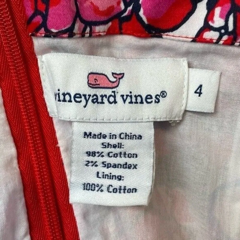 Vineyard Vines Floral Strapless‎ Sheath Dress in Pink Navy Size 4 - Image 4