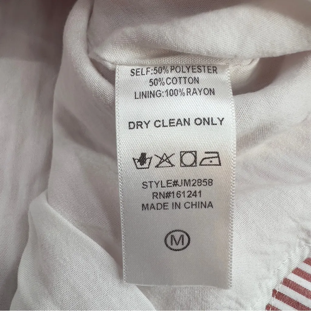 J. Marie Hope Striped Print Embroidered Jewel Neck Ruffle Top Sz M Size M - Image 7