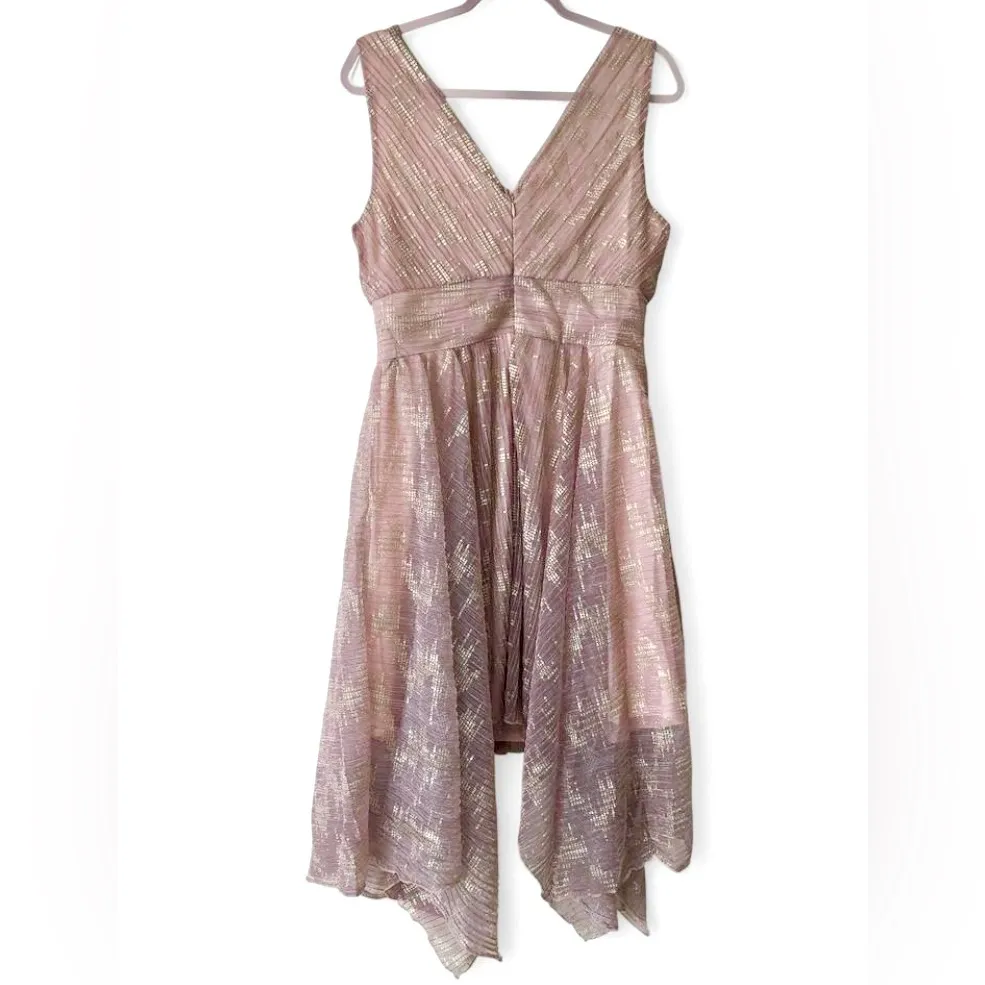 NWOT VENUS Hanky Hem Shimmer Dress Rose Gold Size 8 - Image 3