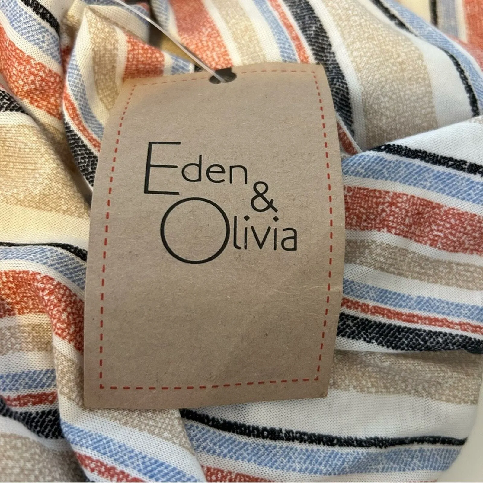 Eileen & Olivia Striped Short Sleeve Top, Button Back Detail, Collared Shirt S - Image 6