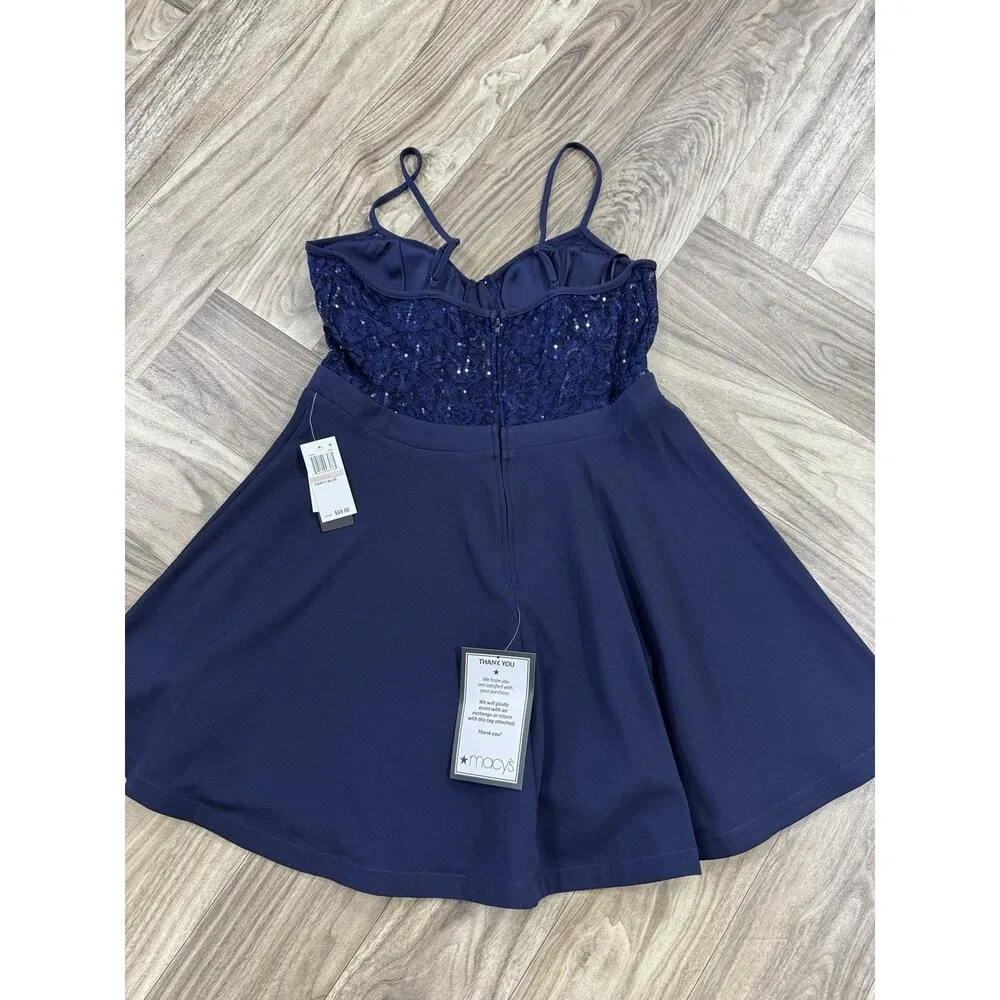 CITY STUDIO Womens Navy Illusion Bodice Bra Cups Short Dress Juniors 15/16 Blue Size undefined - Image 10