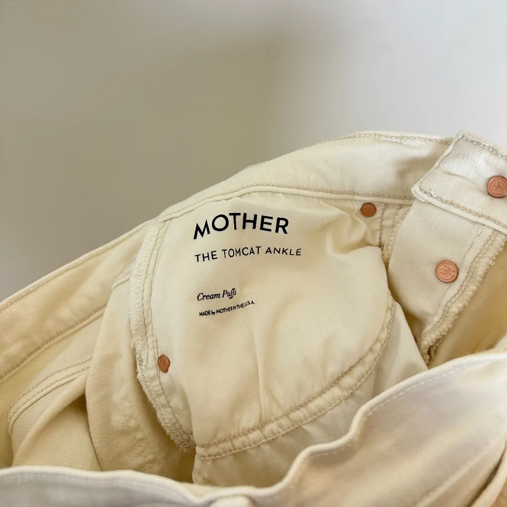 MOTHER The Tomcat High Waisted Jeans in Wash Cream Puffs Size US 29 White - Image 10