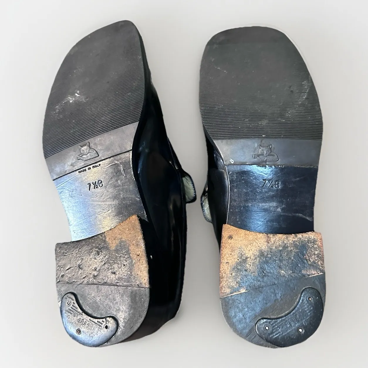 GUCCI Shoes Loafers Patent Leather Vintage Slip Ons  women Black Italy Sz 7.5 - Image 11