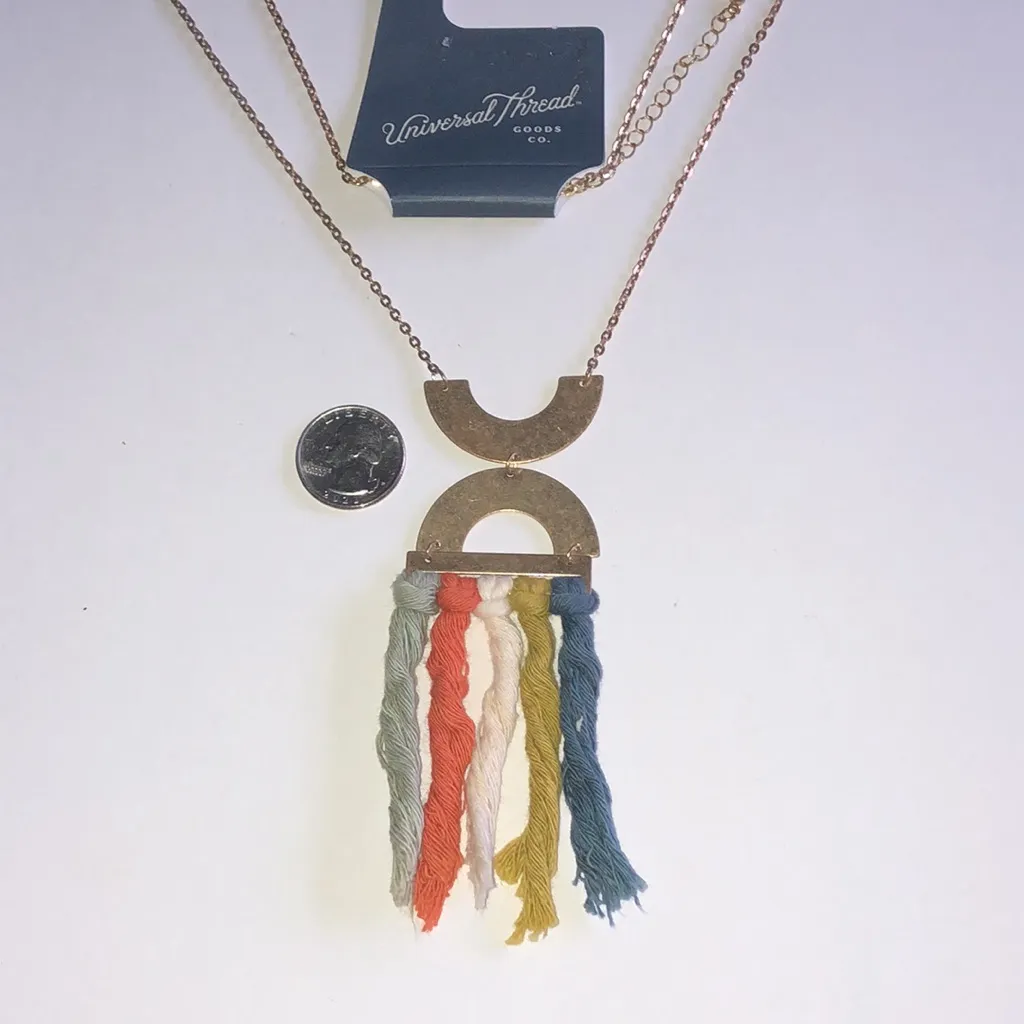 Universal Thread Gold Tone Multicolor Boho Fringe Necklace - Image 2
