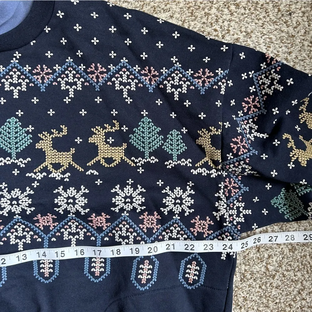 Vintage Art Unlimited Sportwear Holiday Reindeer Winter Sweater Sweatshirt XL Blue - Image 7