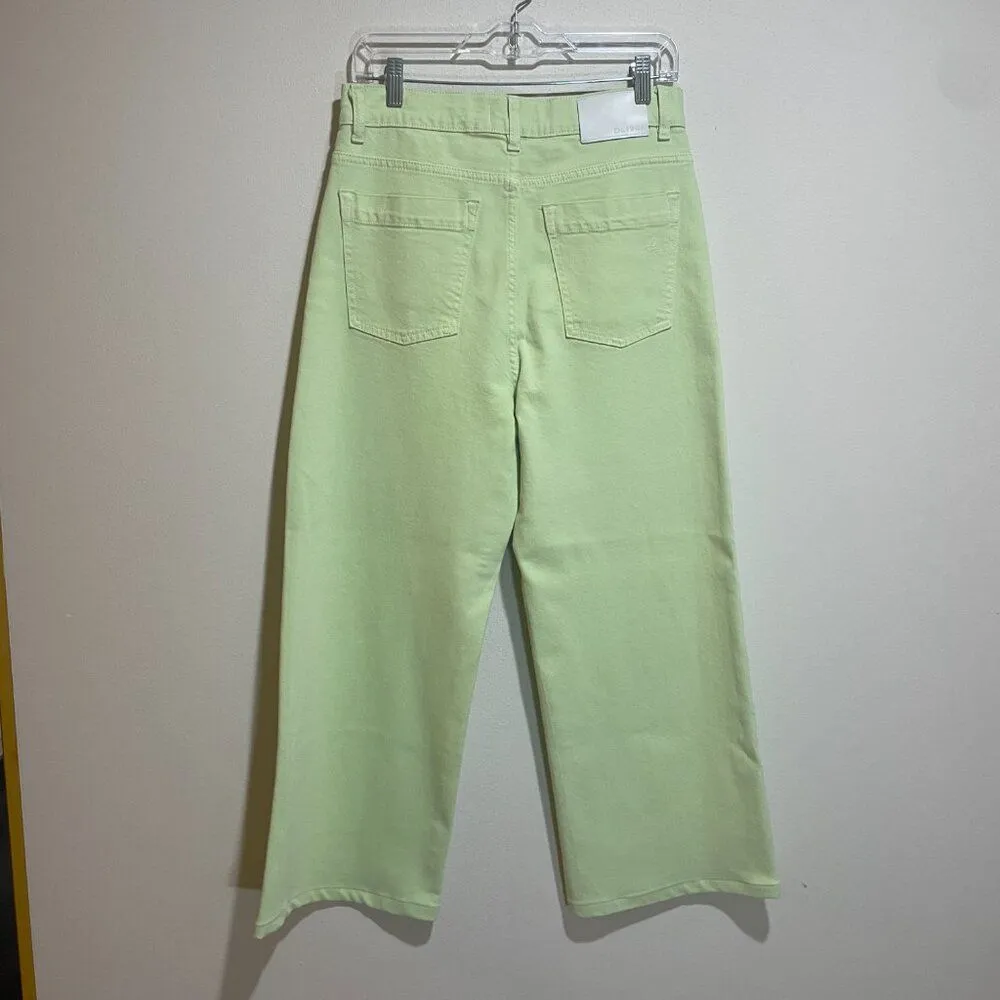 DL1961 Size 28 Hepburn Wide Leg High Rise Vintage Jean Limeade Green Neon 80s - Image 7