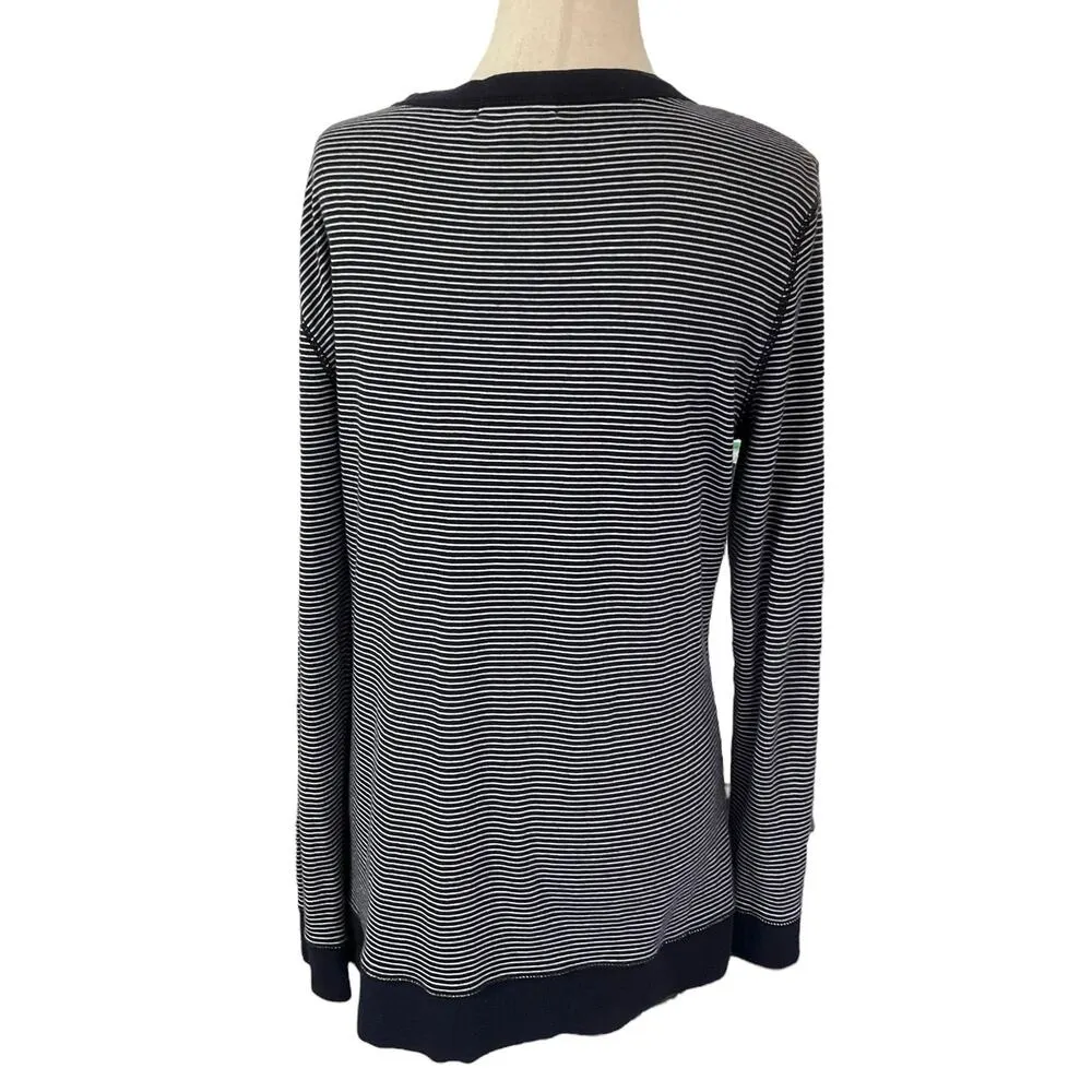 Lauren Jeans Co by Ralph Lauren Blue Striped Cardigan Women Size Medium | 40 - Image 2