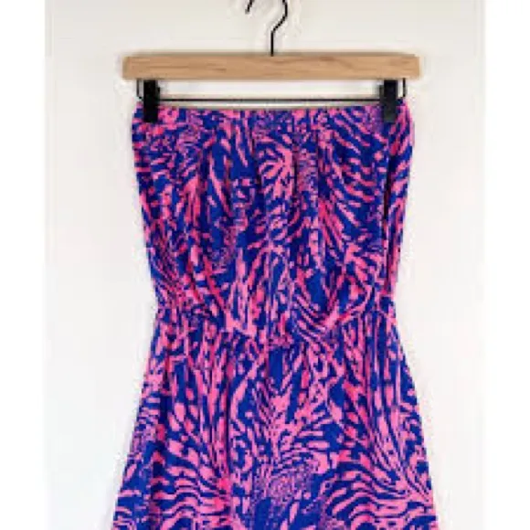 Lilly Pulitzer Womens Dress Pink Rolling in the Grass Windsor Mini Strapless XS - Image 6