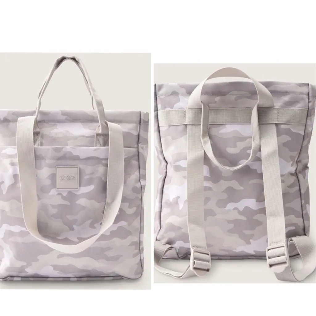 Victoria’s Secret PINK Convertible Backpack Tote bag NEW Double Platinum Camo - Image 2