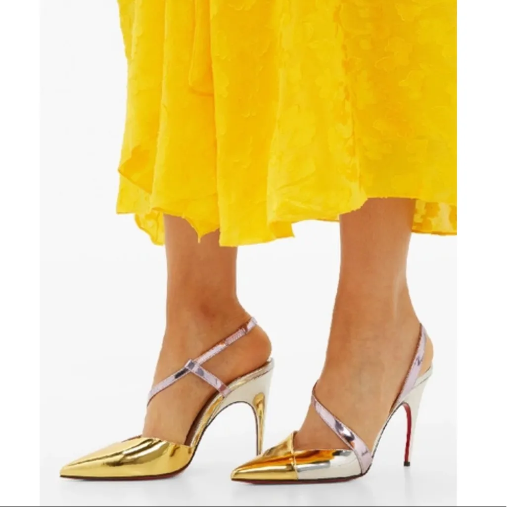 NWT Christian Louboutin Metallic 100mm Platina Specchio Leather Pumps Heels - Image 3