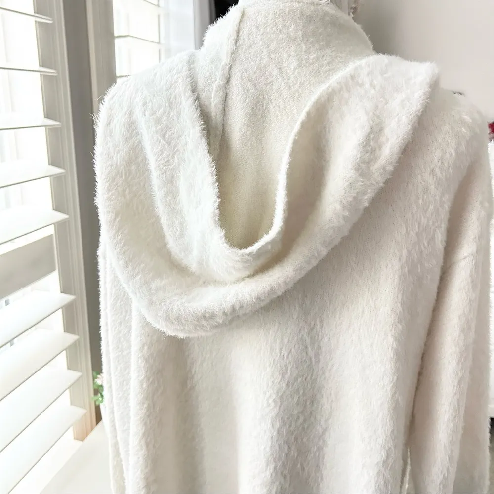 Nicole Miller Artelier Cream Cardigan Hoodie Sweater Medium - Image 6