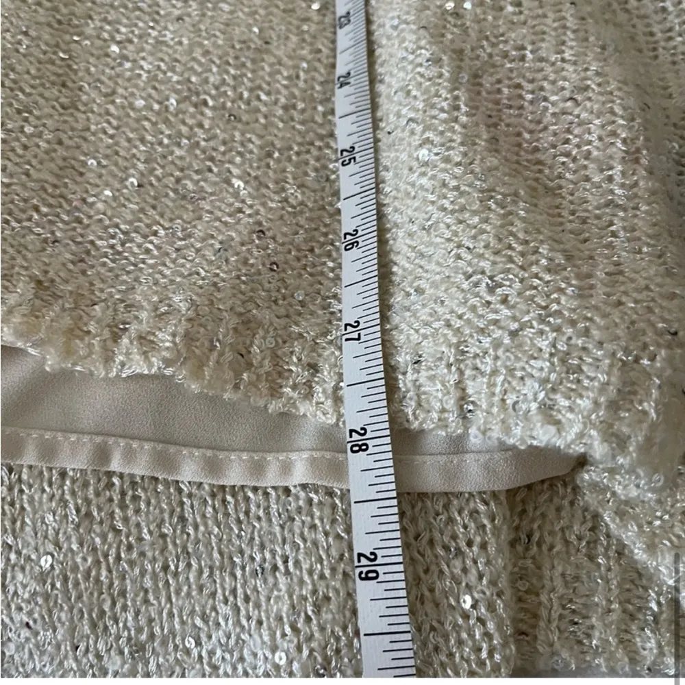 Charlie Paige Cream Sparkle Sequin Sweater with Split Back L/XL - Image 7