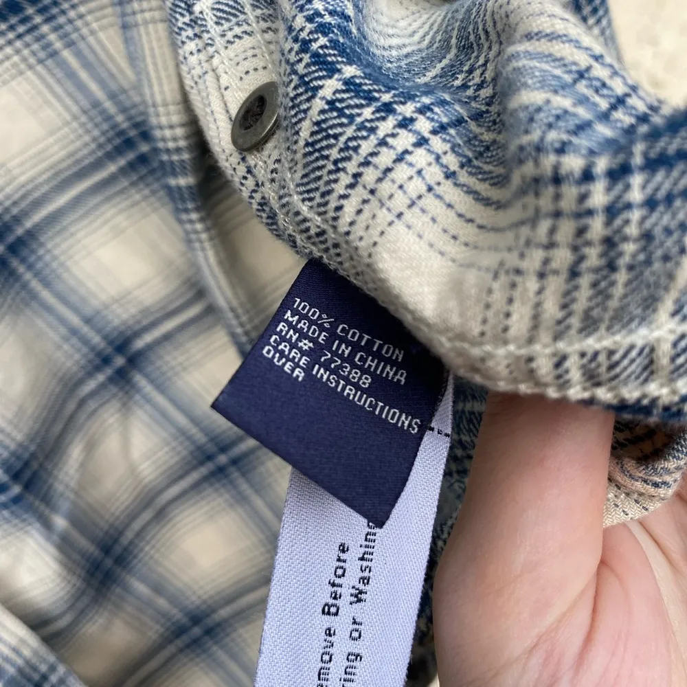 Madewell Size extra small White and blue plaid flannel button down 100% cotton - Image 4