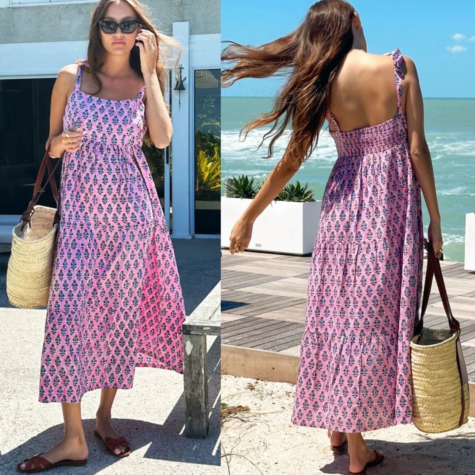 India Collection Emerson Fry Sara Tier Sun Dress Day Flowers Aurora Pink Size S - Image 6