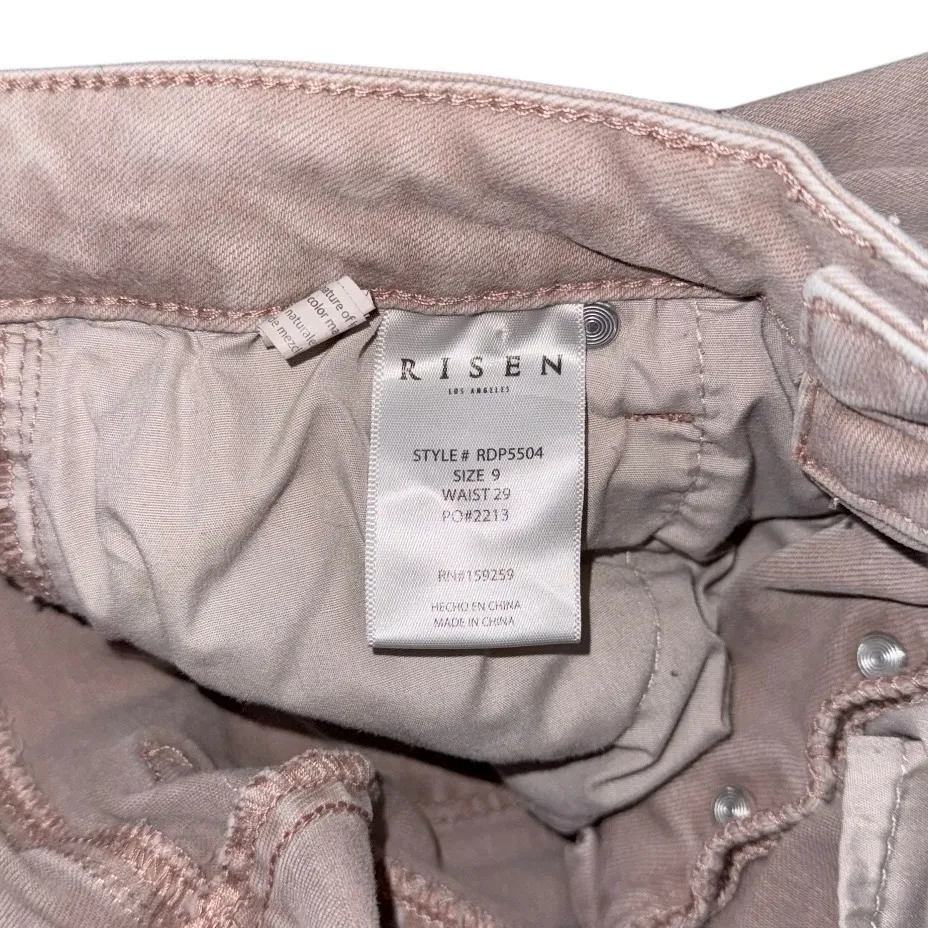 RISEN High Rise Tummy Control Button Fly Ankle Straight Jeans Mauve Size 9 / 29 Pink - Image 10