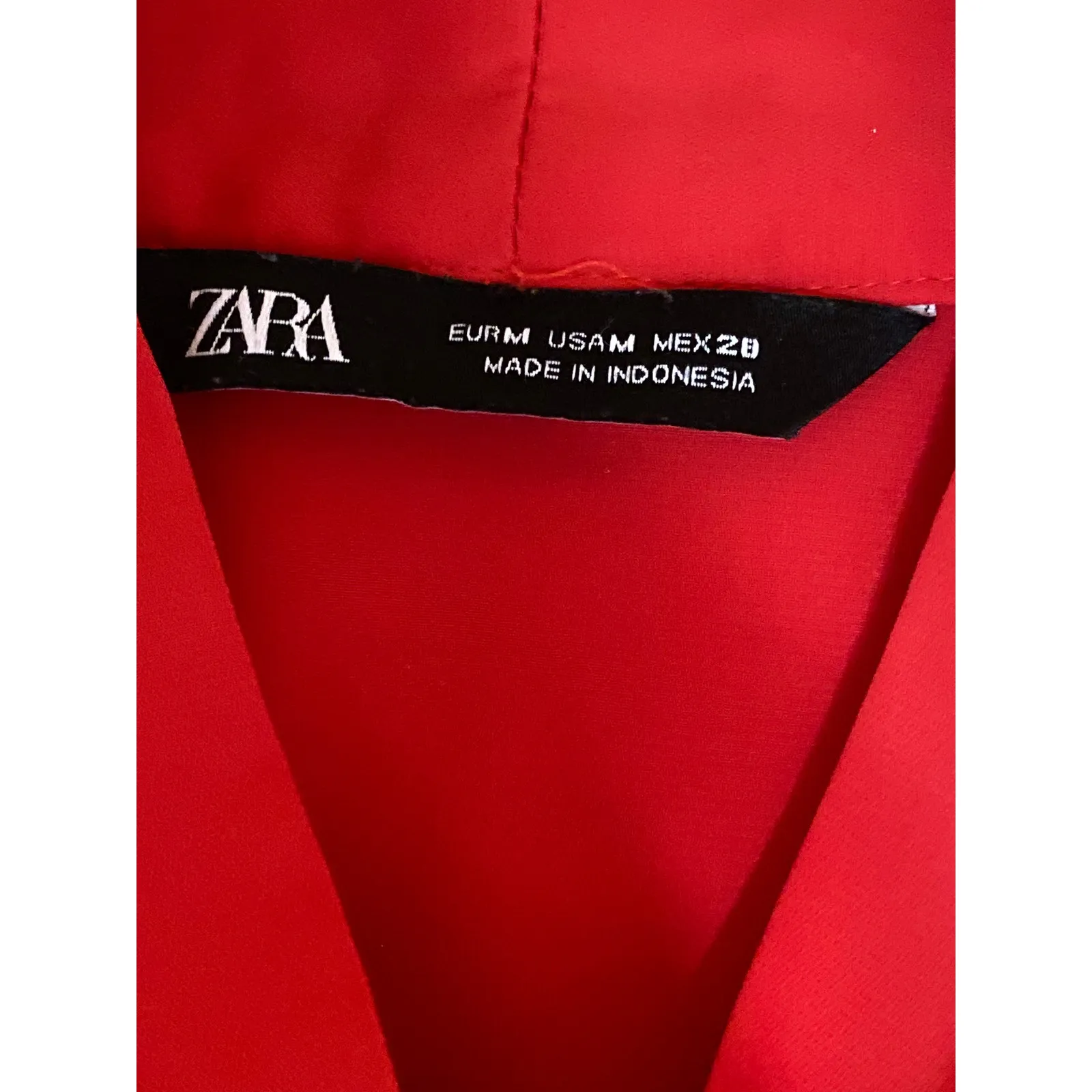Zara Women's Red Tie Neck Long Puff Sleeve Button Career Shirt Blouse Top Size M - Image 3