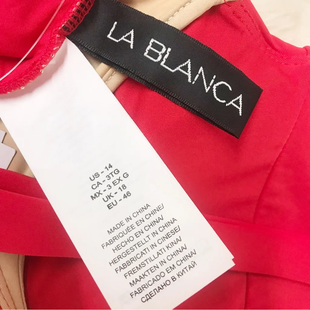 LA BLANCA Island Goddess Red Twist Front Convertible Bikini Top Size 14 New - Image 9