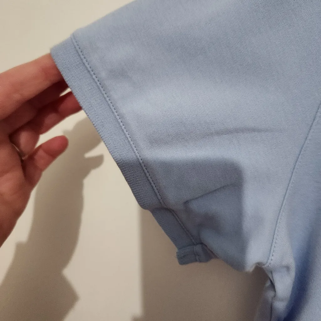 Liz Claiborne Women Medium Baby Blue Polo Shirt Short Sleeve Pastel 21" L - Image 7