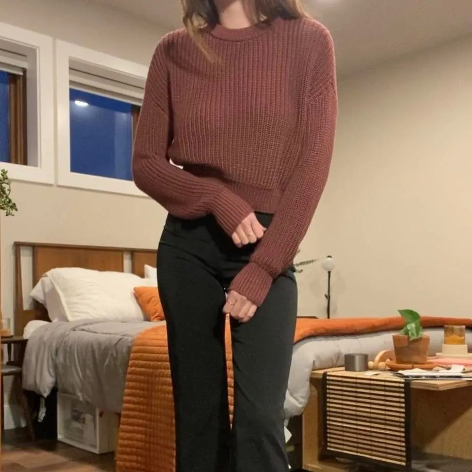 Pull&Bear Burgundy Heavy Knit Sweater 🔥 Red Size XS - Image 3