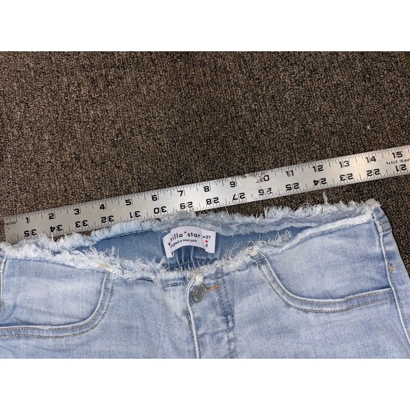 Vanilla Star 5 Jeans Womens Blue Flared Leg Stretch Low Rise Denim Pants Sz 27 - Image 7