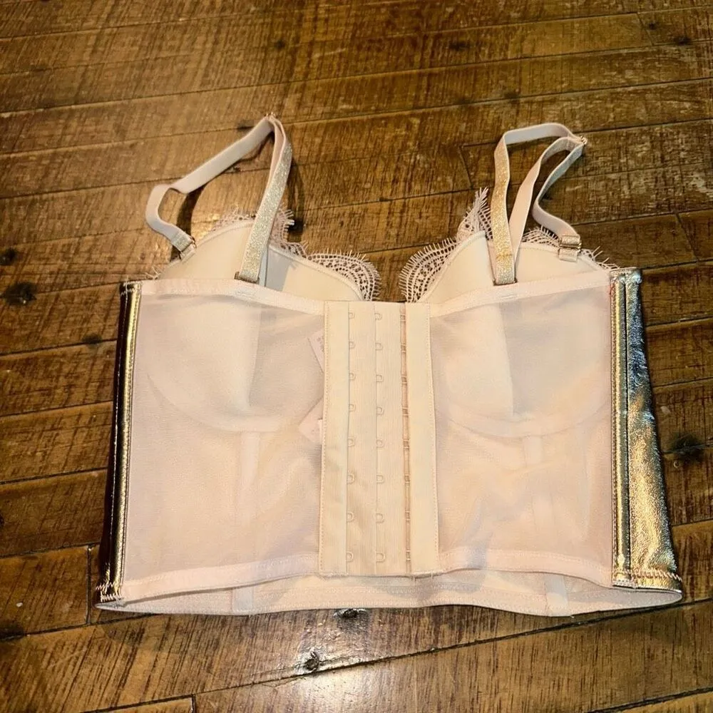 Victoria’s Secret Dream Angels metallic gold corset 32C bra - Image 2
