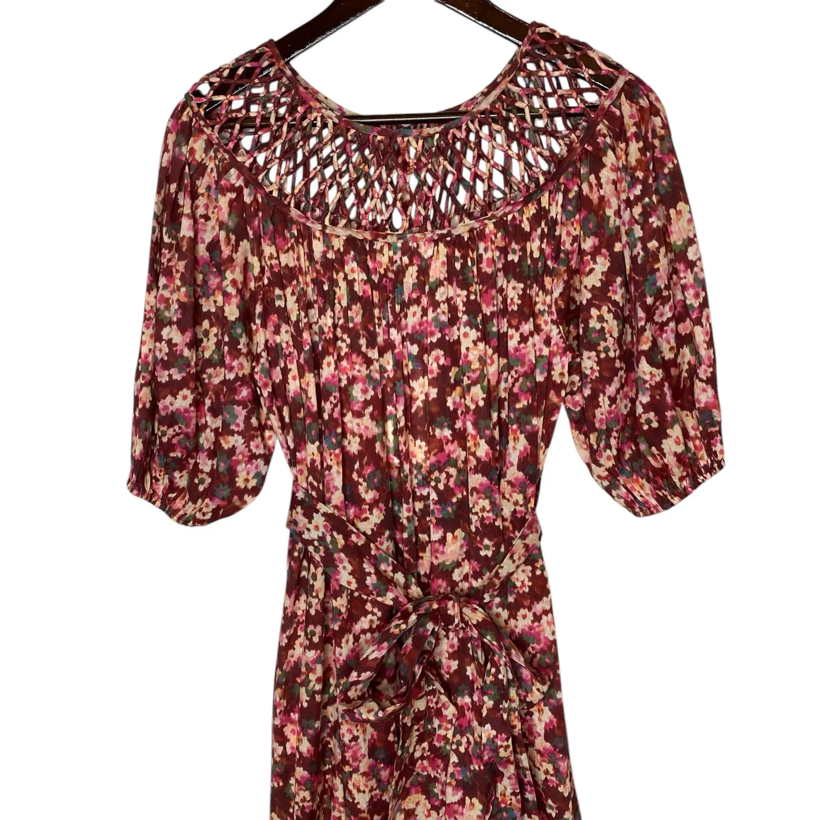 Merlette Andersson Floral Woven Midi Dress Red - Image 4