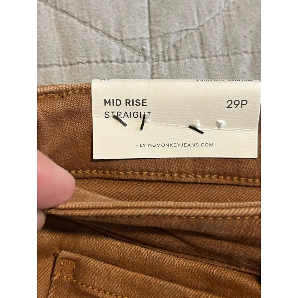 Flying Monkey Jeans Womens Size 29P Brown Mid Rise Straight Denim Pants NWT - Image 13