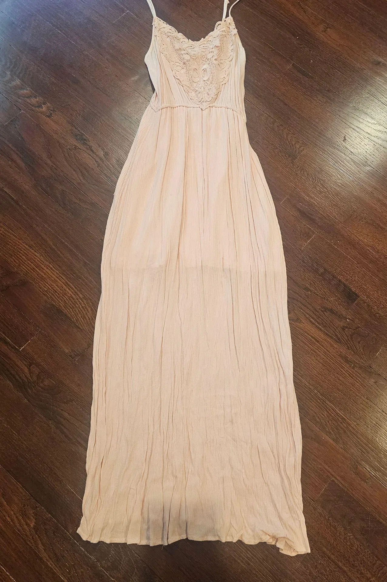 Vintage Peach Lace Maxi Dress White Size XS - Image 2