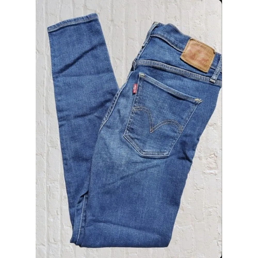 Levis Red Tab Womens Size 28 Mile High Super Skinny Blue Jeans Denim EUC - Image 7