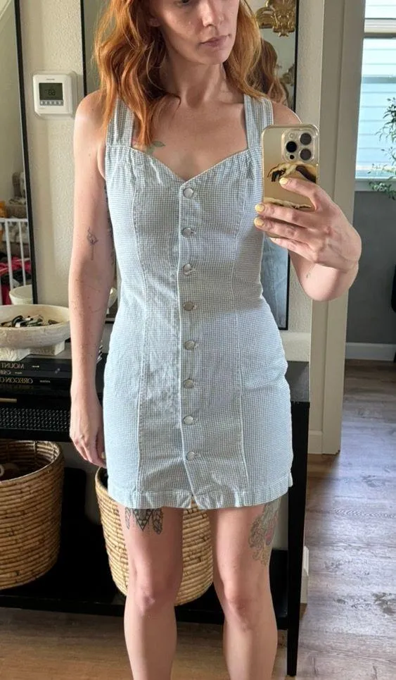 Vintage Overall Denim Dress Size XS - Image 8