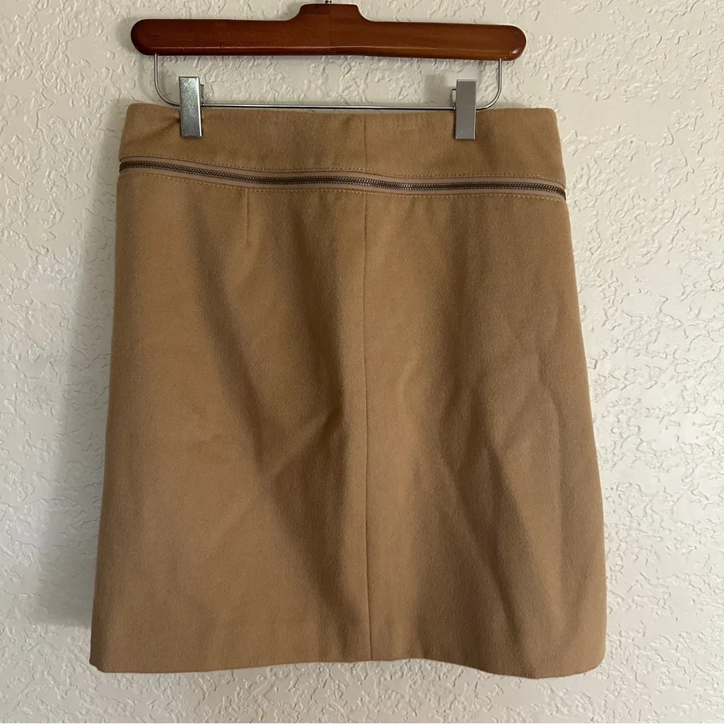 Tory Burch Tan Camel Wool Zip Up Mini Skirt‎ Size 2 - Image 11
