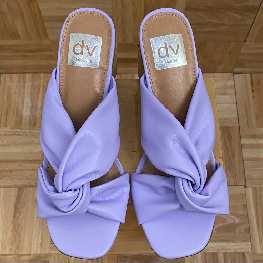DV Dolce Vita “Milna” Light Purple Knot Slide Woven Heels Sandals Size 7 - Image 3