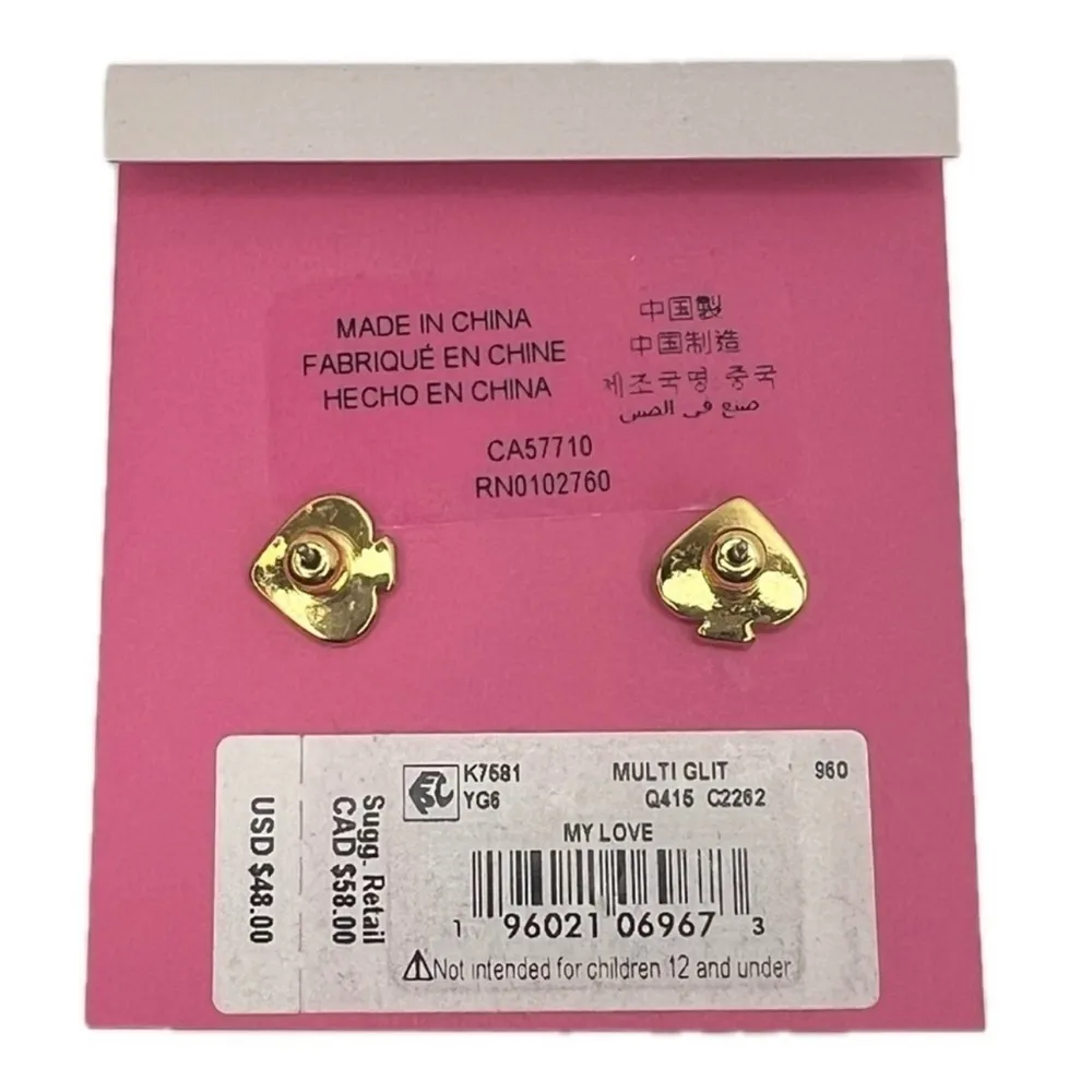 Kate Spade Multi Glitter My Love Goldtone Heart Earrings - Image 4