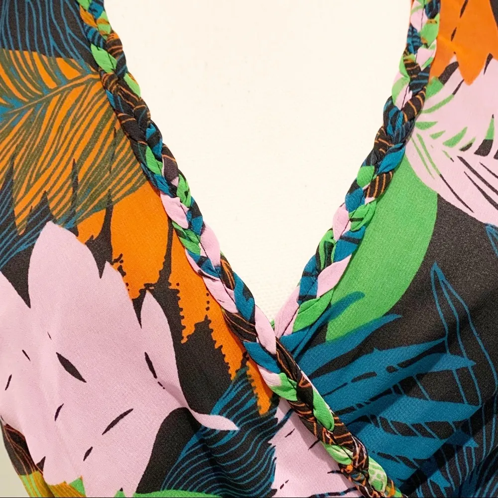 NWOT Bellatrix Tropical Floral Semi Sheer High Low Maxi Halter Dress Small S - Image 3